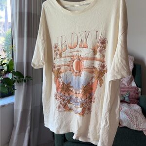 Roxy Cream Short Sleeve Tee with Floral Design